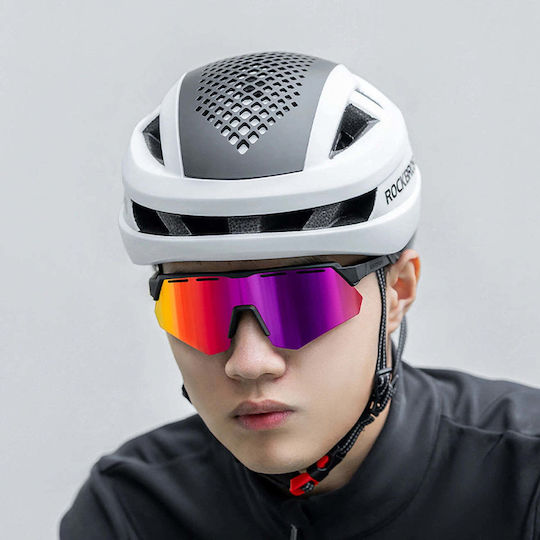 Rockbros Cycling Glasses with Purple Frame & Polarized / Transparent Lenses