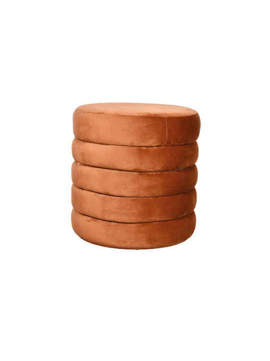 Stool For Living Room With Storage Space Wooden Velours Terracotta