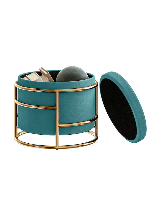 Stool For Living Room With Storage Space Upholstered with Velvet Green 42x42x39cm
