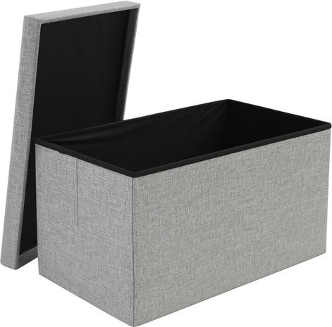 Taburet Camera De Zi Cu Spațiu De Depozitare Tapițat Cu Țesătură Gri 60x30x30cm