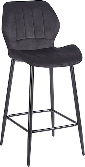Σκαμπό Μπαρ Dylan Black Velvet 46x45x65εκ. Σκαμπό Μπαρ Dylan Black Velvet 46x45x65εκ.