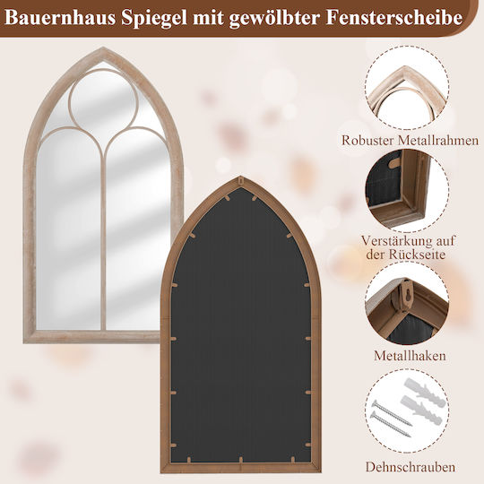 Costway Wandspiegel Ganzkörper Gewölbt mit Grau Metallischem Rahmen 111.5x60.5cm