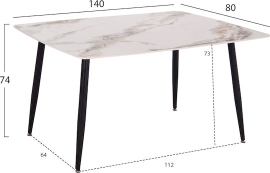 Raven Τραπεζαρίας Λευκο/καφε Μαρμαρο 140x80x74εκ. Raven Τραπεζαρίας Λευκο/καφε Μαρμαρο 140x80x74εκ.
