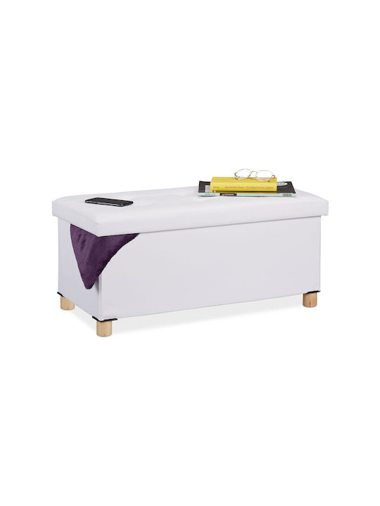 Scaune Camera de zi Cu spațiu de depozitare Tapițat cu Piele Ecologică Alb 76x37x35buc