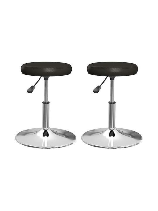 Stool For Kitchen with Adjustable Height Black 2pcs 31x31x39-53cm