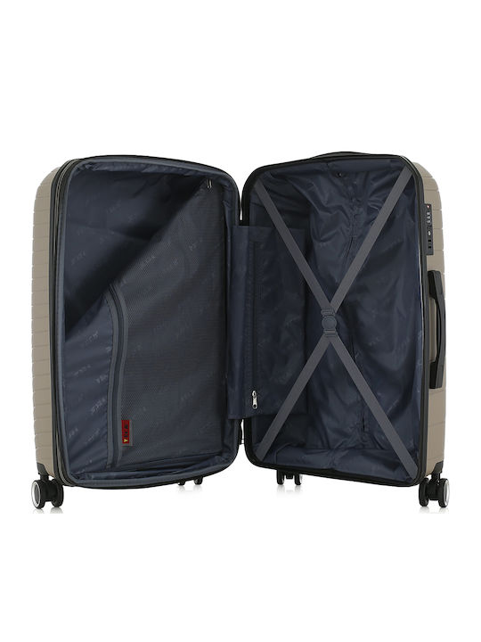 RCM Medium Hard Brown Travel Suitcase with 4 Wheels