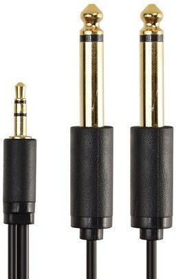 Cabletime Cable 6,3mm Stecker - 3,5mm Stecker 1,8m Studio- und Musikinstrumentenkabel AV310-17G-B1.8