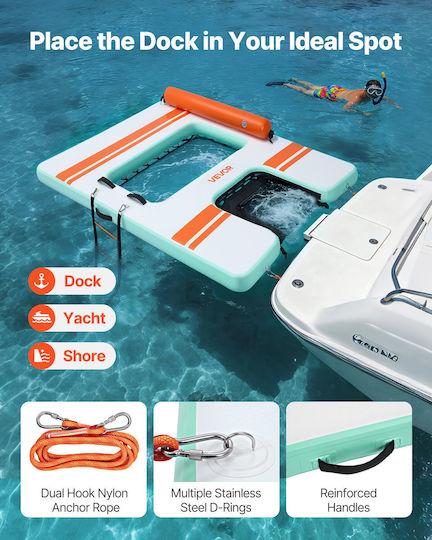 Vevor Aufblasbare Insel Für Pool Mit Griffen Hellblau 244x183cm