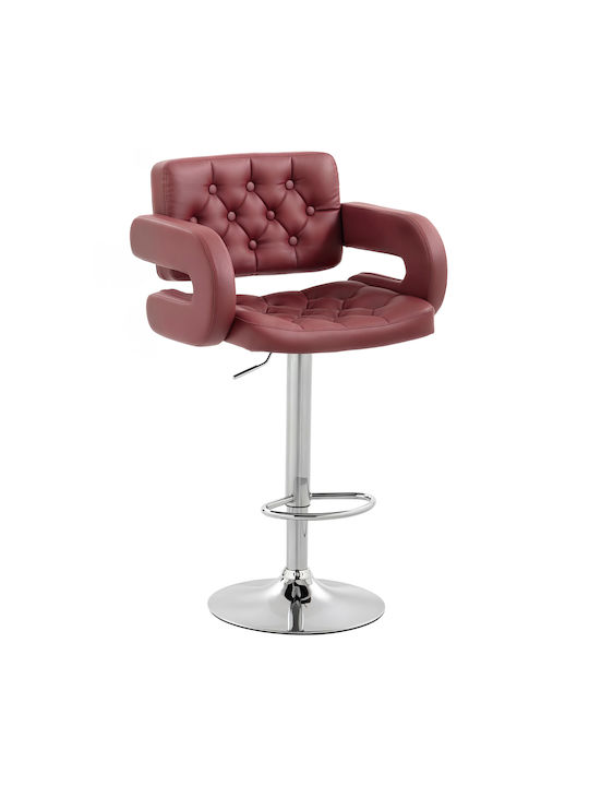 Bar Stool with Backrest & Adjustable Height Red
