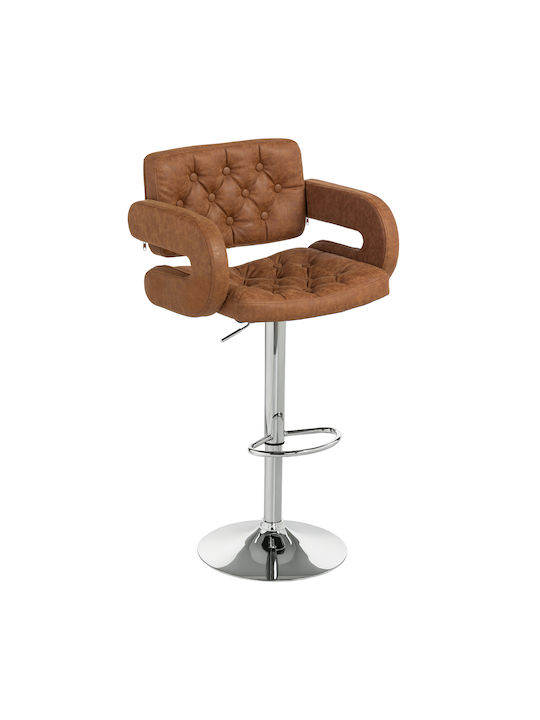 Bar Stool with Backrest & Adjustable Height Brown