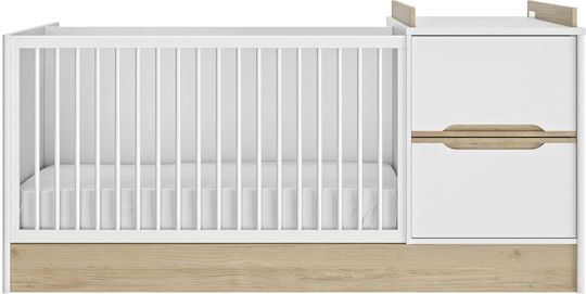 EpiploStyle Convertible Baby Crib Celeste White with Drawer