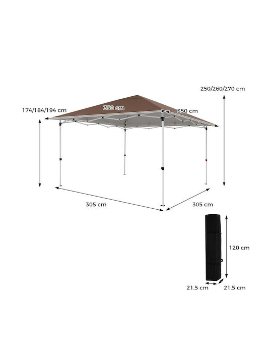 Costway Foldable Garden Gazebo Brown 2.7x3.5m