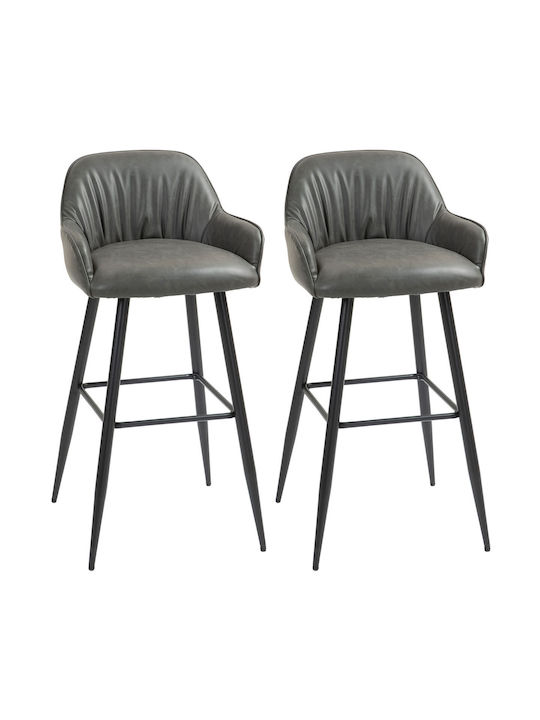 Hocker Bar mit Rückenlehne Gepolstert mit Kunstleder Gray 2Stück