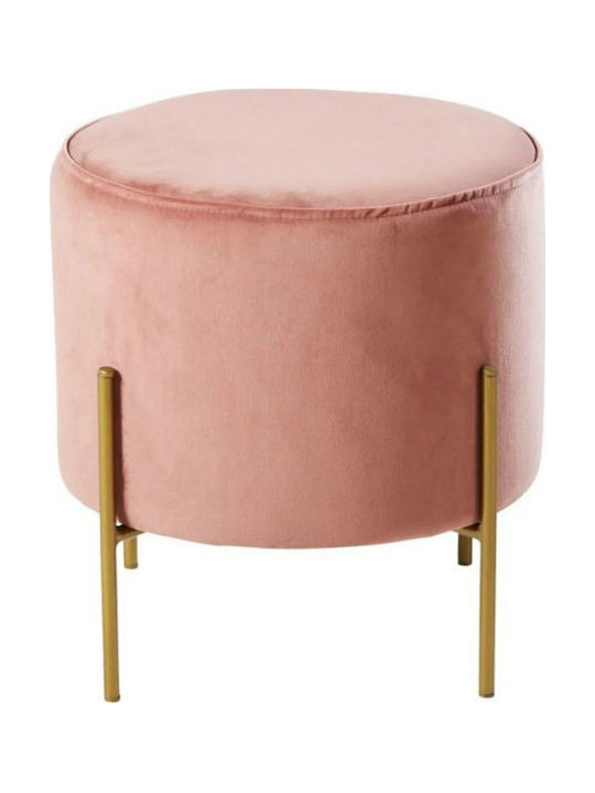 Stool For Living Room Upholstered with Fabric Round with Gold Base 40x40x38cm