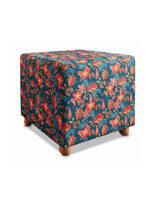 Hocker Für das Wohnzimmer Gepolstert mit Stoff Nergis Mehrfarbig 40x40x40cm