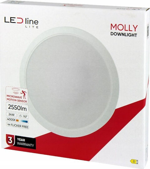 LED line Round Recessed LED Panel 24W with Natural White Light 4000K