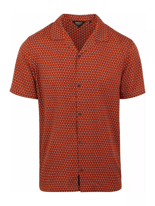 Superdry D3 Stud Short Sleeve Revere 70s Shirt M4010770a-2hl-philomena Red Print