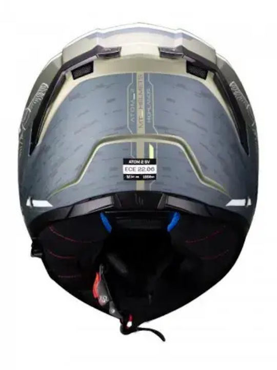 MT Atom 2 SV Highlands E6 Khaki Matt Motorcycle Helmet Flip-Up DOT / ECE 22.06 1650gr with Sun Visor