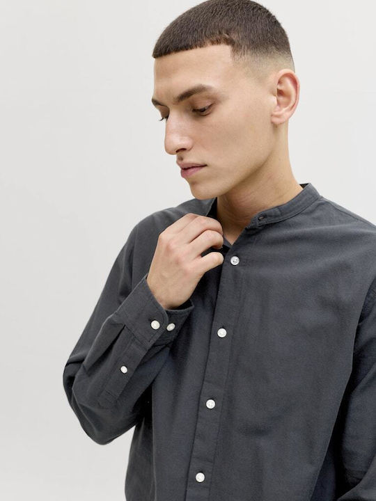 Langärmlig Leinen Hemd Black