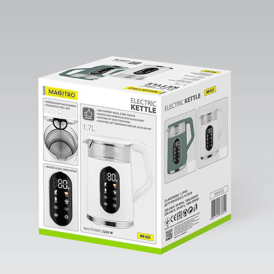 Maestro Електрическа Кана 1.7л 2220W Бял