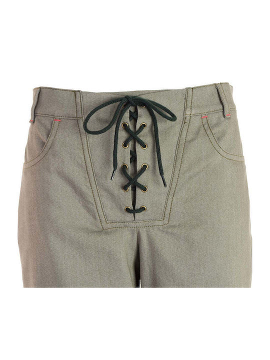 Langärmeliges Damen-Denim-Halbknopfhemd Grün