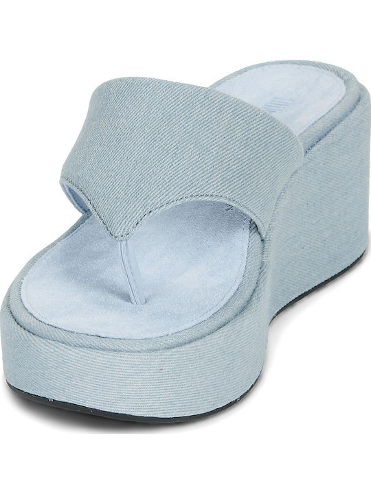 Damen Zehentrenner Mit Plattformen In Hellblau Farbe