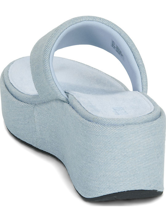 Damen Zehentrenner Mit Plattformen In Hellblau Farbe