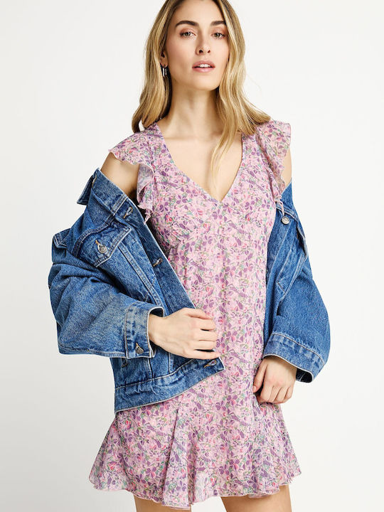 Summer Mini Dress with Ruffles Lilac FBL013-124-13-Lilac