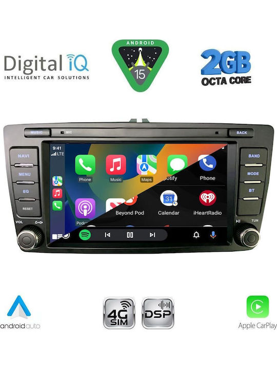 Digital IQ Auto-Audiosystem für Skoda Octavia 2005-2012 mit Klima (Bluetooth/USB/AUX/Eingebautes Wi-Fi / 3G/GPS/Apple CarPlay/Android Auto) mit Touchscreen 8"