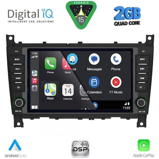 Digital IQ Car Audio System for Mercedes-Benz C Class / CLK Class 2004-2008 (Bluetooth/USB/WiFi/GPS/Apple CarPlay/Android Auto) with 8" Touch Screen