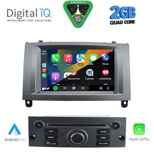 Digital IQ Car Audio System for Peugeot 407 2004-2011 with Clima (Bluetooth/USB/WiFi/GPS/Apple CarPlay/Android Auto) with 7" Touch Screen