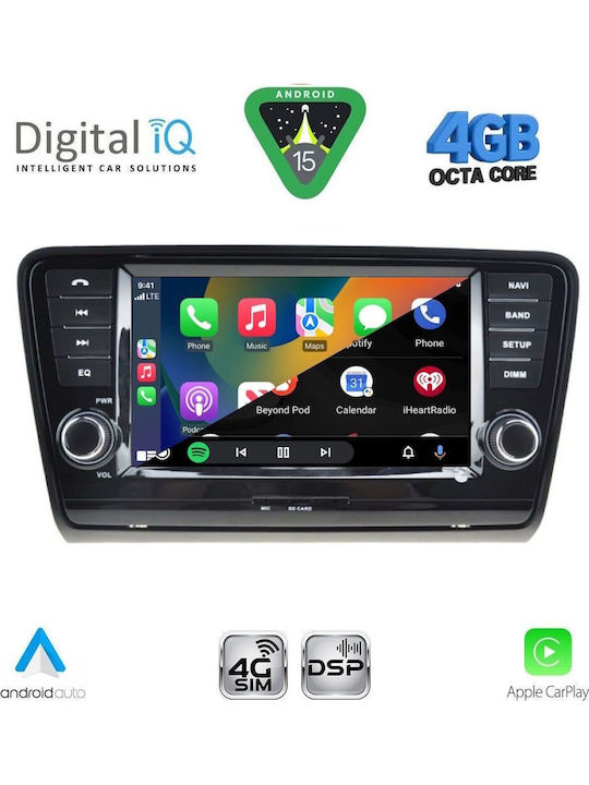 Digital IQ Auto-Audiosystem für Skoda Octavia 2013-2021 mit Klima (Bluetooth/USB/Wi-Fi/GPS/Apple CarPlay/Android Auto) mit 8-Zoll Touchscreen