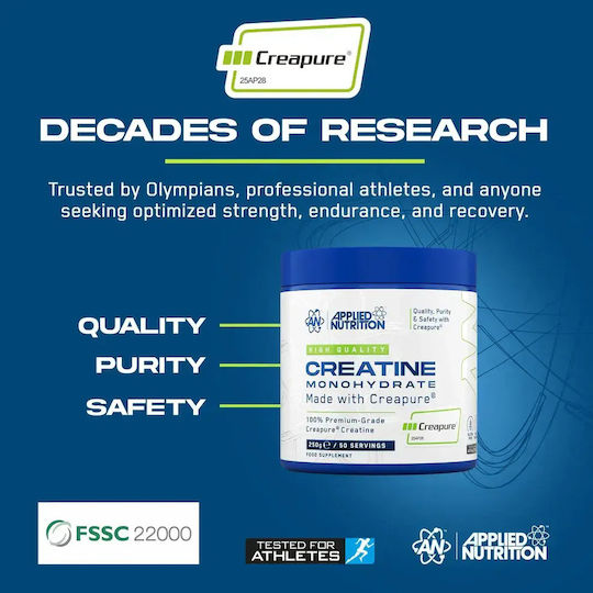 Applied Nutrition Creapure Creatine Monohydrate 250 Γραμμάρια Χωρίς Γεύση