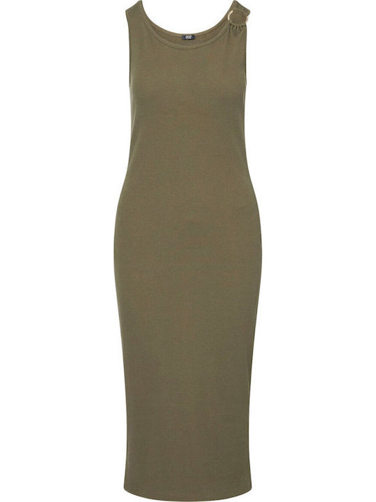 Summer Midi Knitted Dress Khaki