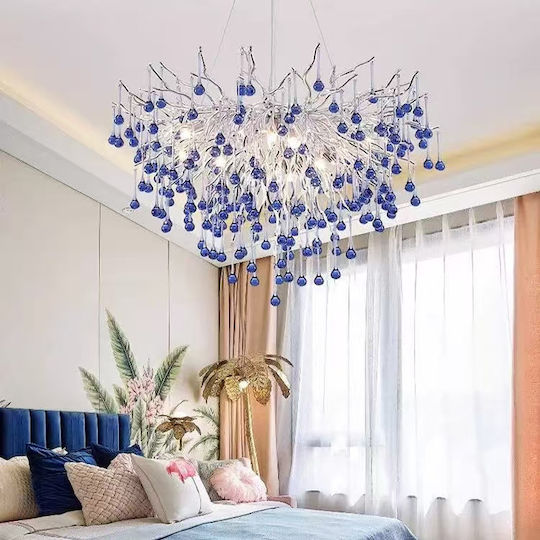 Alista Home Ρυθμιζόμενο Κρεμαστό Φωτιστικό Μπλε με Κρύσταλλα για 9 Λαμπτήρες G9