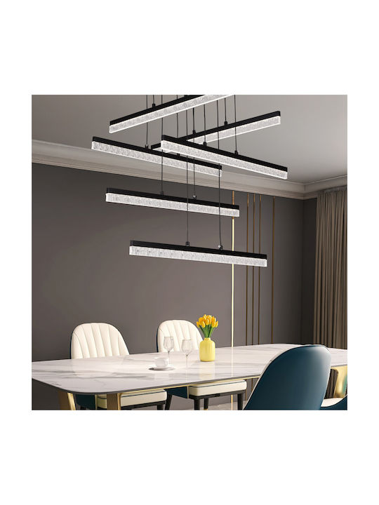 Alista Home Lumini Suspendate Negru LED cu Lumină Alb Rece cu Cristale Înălțime Reglabilă
