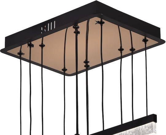 Alista Home Lumini Suspendate Negru LED cu Lumină Alb Rece cu Cristale Înălțime Reglabilă
