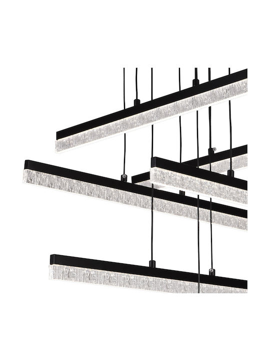 Alista Home Lumini Suspendate Negru LED cu Lumină Alb Rece cu Cristale Înălțime Reglabilă
