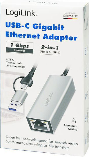 LogiLink UA0238B Αντάπτορας Δικτύου USB-C με Ασύρματη Σύνδεση Wi-Fi 1000Mbps