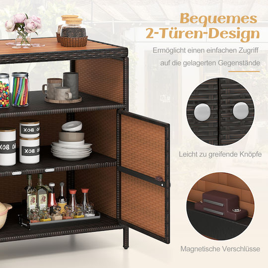 Τραπέζι για Μικρούς Εξωτερικούς Χώρους Rattan Καφέ 90x53x86εκ.