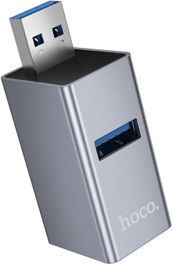 Hoco USB-Hub mit 3 Anschlüssen USB-A Grau