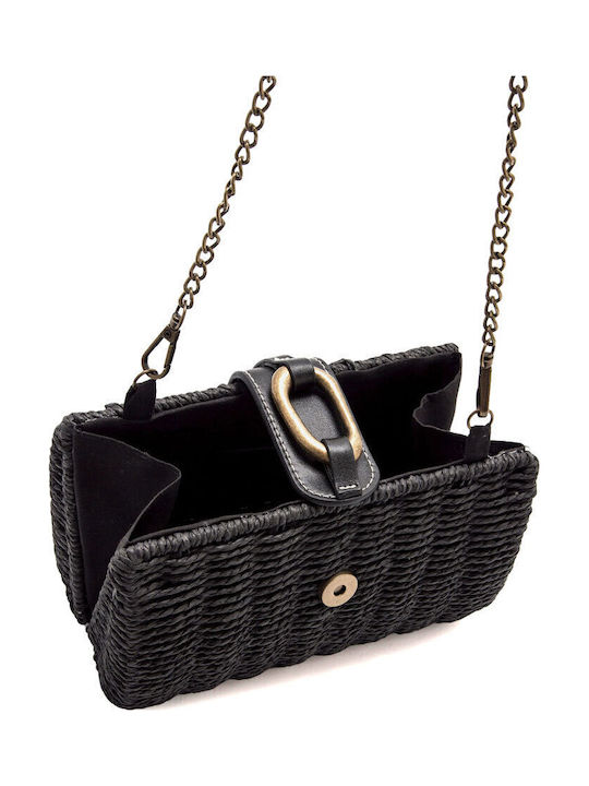 Rattanstasche Damen Clutch Schwarz