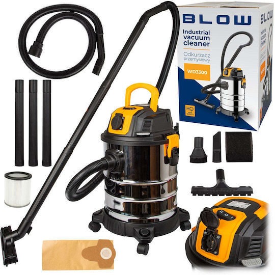 Blow Nass-Trocken Staubsauger 2000W mit Edelstahlbehälter 25lt Grau