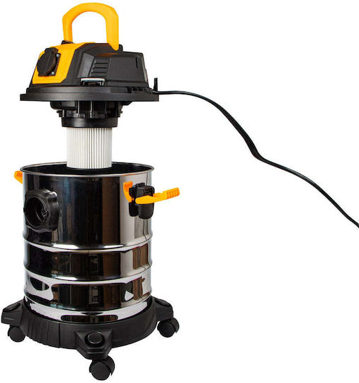 Blow Nass-Trocken Staubsauger 2000W mit Edelstahlbehälter 25lt Grau
