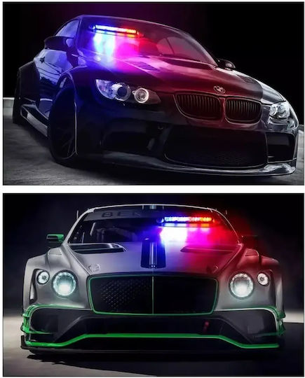 Epagelmatikos Faros Parbriz Hyper2 LED Albastru Roșu Strobe Semnalizare 12/24V 12 Hypersmd LED 18000lm Tc-409
