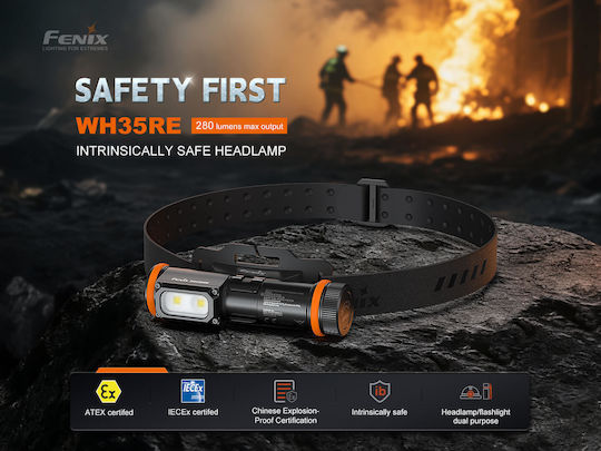 Fenix Επαναφορτιζόμενος Αντιεκρηκτικός Φακός Κεφαλής LED με Μέγιστη Φωτεινότητα 280lm