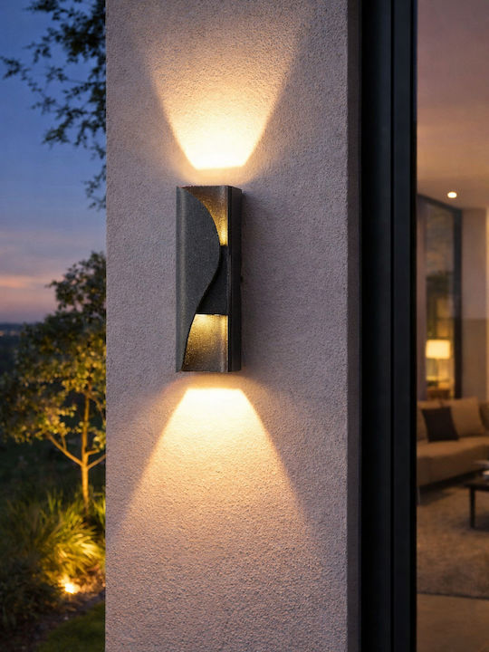 Led Wall Light Ax221 Outdoor Indoor 2 Sources X 6w Metallic Black 3000k