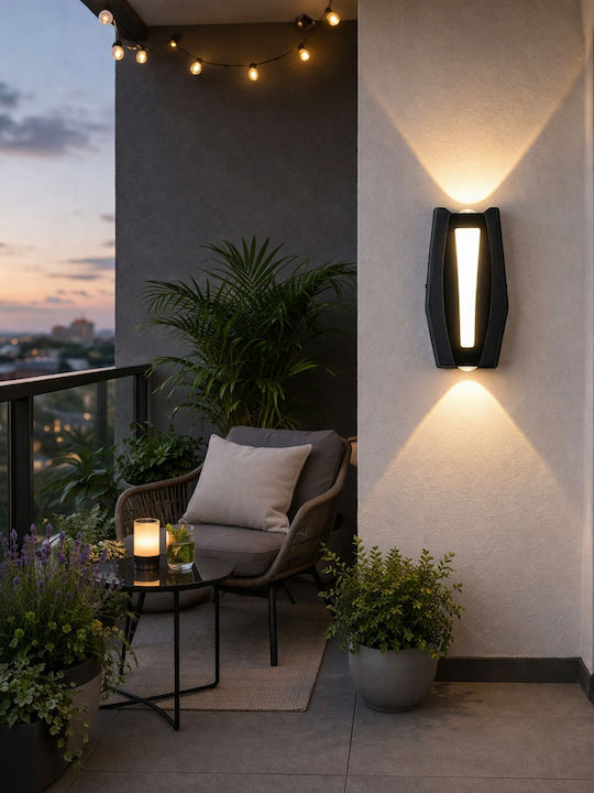 Led Wall Light Ax218 Outdoor Indoor 2 Sources X 8w Metallic Black 3000k