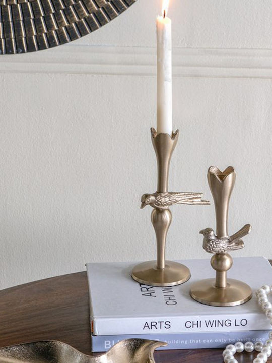 Artekko Metal Candle Holder in Gold Color 8.3x15.3x8.3cm