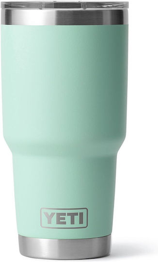 Yeti Rambler Stapelbarer Becher Thermosflasche Rostfreier Stahl BPA-frei 887ml Seafoam mit Stroh und Handgriff